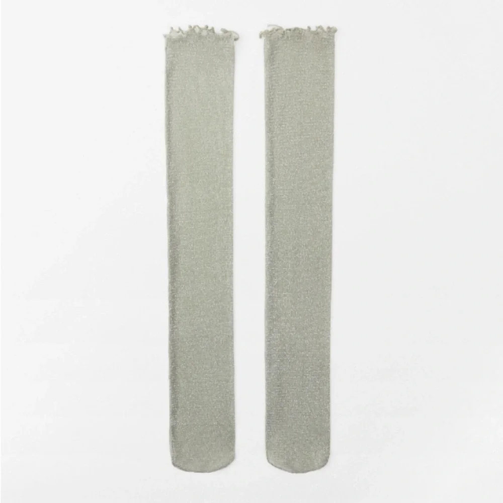 Zara METALLIC THREAD SOCKS. Gray Green. Size M. New with Tags. - Picture 2 of 2